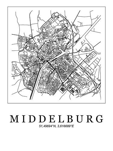 Gestylde plattgrond van Middelburg