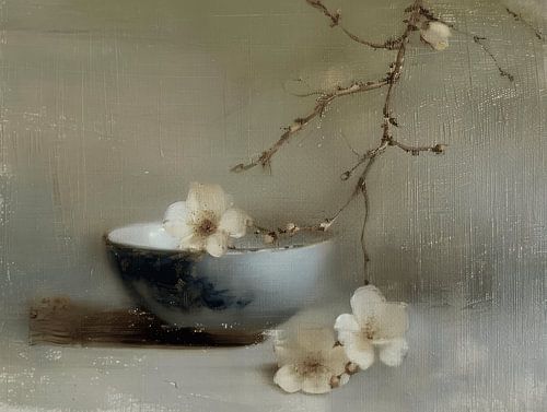 Stilleven met bloemen, Japandi stijl