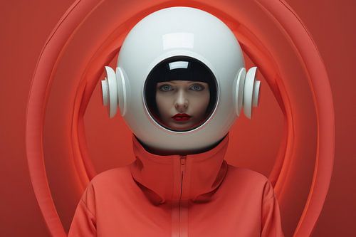 Digital created very beautiful sexy woman with bizarre fetish mask in hi fashion style