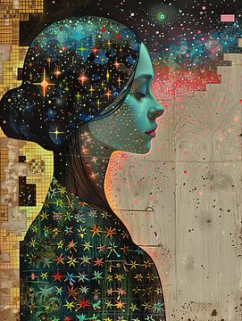 Stargazer Silhouette van Abstract Schilderij