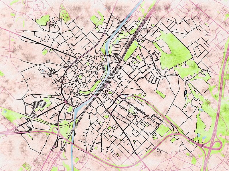 Carte de Halle avec le style 'Soothing Spring' par Maporia