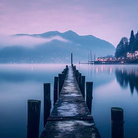 Pier over Lake Como before sunrise by Harmen Mol
