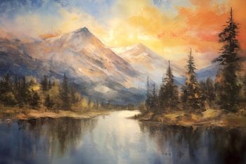 Berglandschaft mit Sonnenuntergang