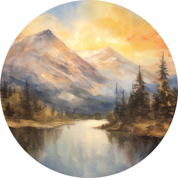 Berglandschap met zonsondergang van Whale & Sons