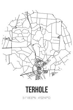 Terhole (Zeeland) | Karte | Schwarz und weiß von Rezona