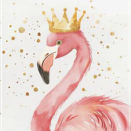 Flamingo with crown by Poster Art Shop