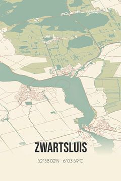 Vintage landkaart van Zwartsluis (Overijssel) van Rezona