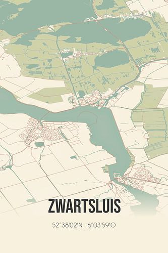 Vintage landkaart van Zwartsluis (Overijssel)