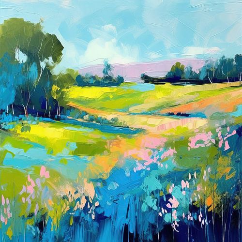 Natural splendour in pastel shades: Abstract landscape painting