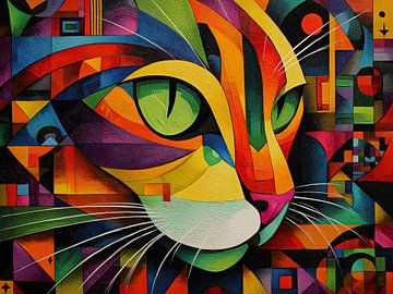Dromerige Kat in Abstracte Kleuren van Thea