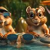 Humorous photorealistic illustration of two ground squirrels by Beeld Creaties Ed Steenhoek | Photography and Artificial Images
