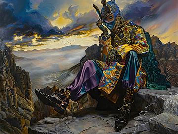 Maskerfiguur | Throne of Twilight Peaks van Abstract Schilderij