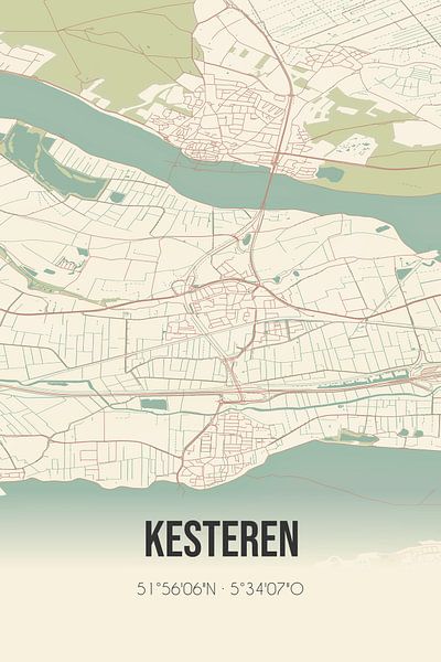 Vintage map of Kesteren (Gelderland) by Prints of Place