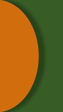 Oranje halve ronde op een groene achtergrond van Michar Peppenster