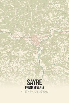 Carte ancienne de Sayre (Pennsylvanie), USA. sur Rezona