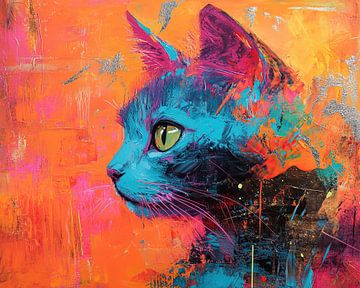 Zomer Kat met Gouden Ogen van Abstract Schilderij