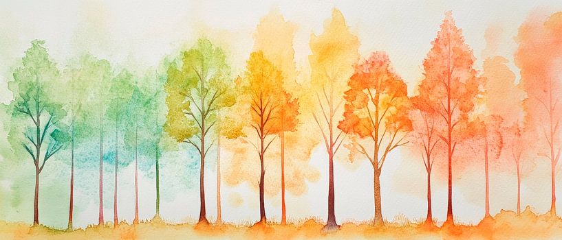 Paysage automnal en bois à l'aquarelle par Poster Art Shop