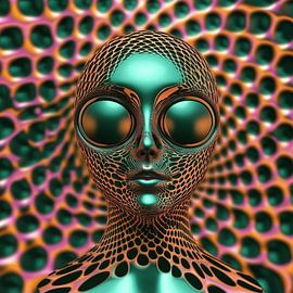 Tête futuriste sur Ton Kuijpers