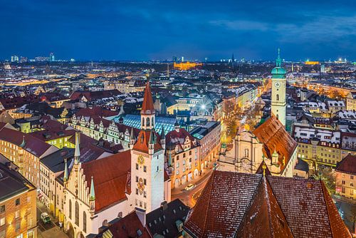 Aerial panorama of Munich city center