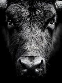 Taurus - Archaic strength in a black and white portrait by drdigitaldesign