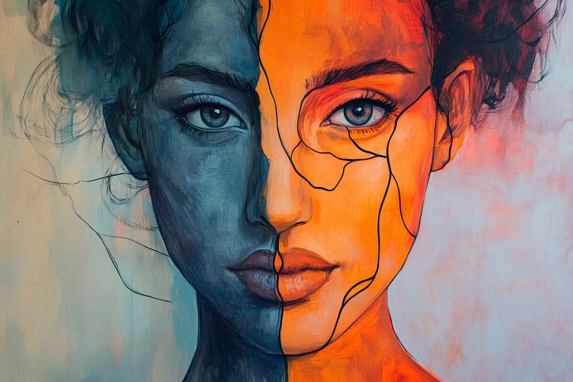 Dualité des couleurs - dédoublement du visage par Poster Art Shop