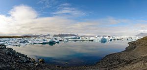Icebergs floating in the Jokulsalon glacier lagoon in Iceland