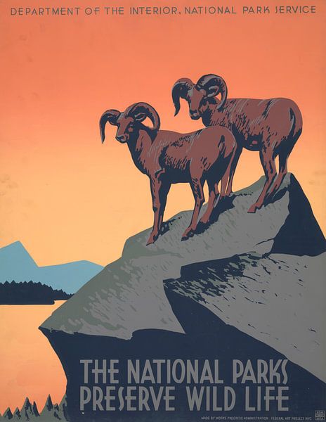 Die Nationalparks schützen die Tierwelt von Vintage Afbeeldingen