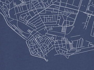 Kaart van Vlissingen Centrum in Royaal Blauw van Map Art Studio