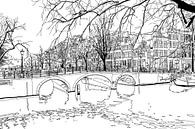 Tekening Brouwersgracht Keizersgracht Amsterdam Pentekening Lijntekening van Hendrik-Jan Kornelis thumbnail