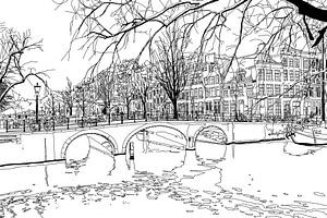 Pen Drawing Brouwersgracht Keizersgracht Amsterdam