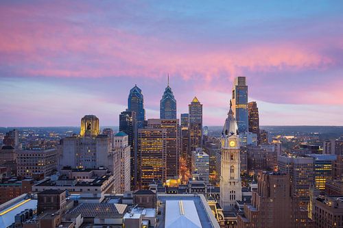 Stadhuis en centrum skyline, Philadelphia, VS