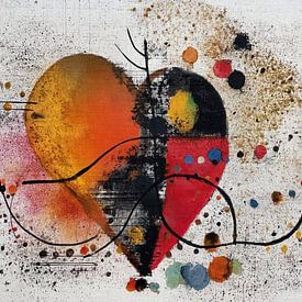 Abstract Painting - Colourful Heart with Expressive Lines by Joriali Abstract