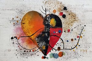 Abstract Painting - Colourful Heart with Expressive Lines