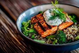 Salmon fillet on quinoa with broccoli by Poster Art Shop
