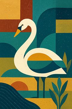 Swan, a geometric illustration. by Gallery Hoppenbrouwers