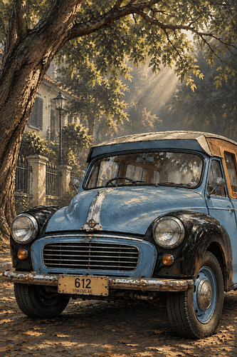 Oplet Jakarta Tempo Dulu – Faded Blue Vintage Classic Car - Indonesia