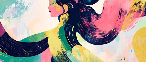 Figure féminine colorée avec élan