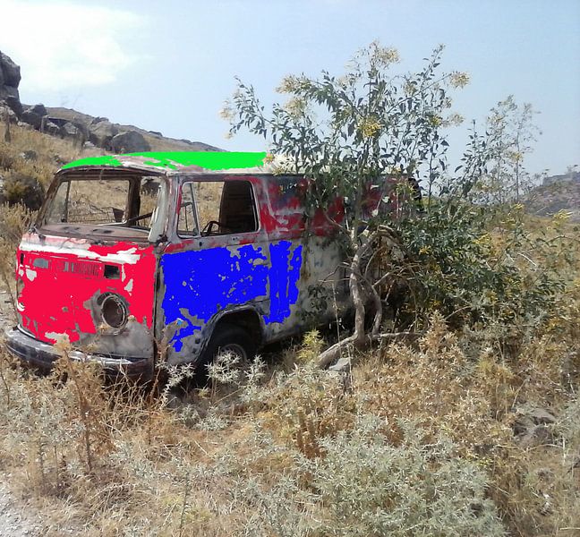 Volkswagenbusje 3 kleuren by Nico den Hartog