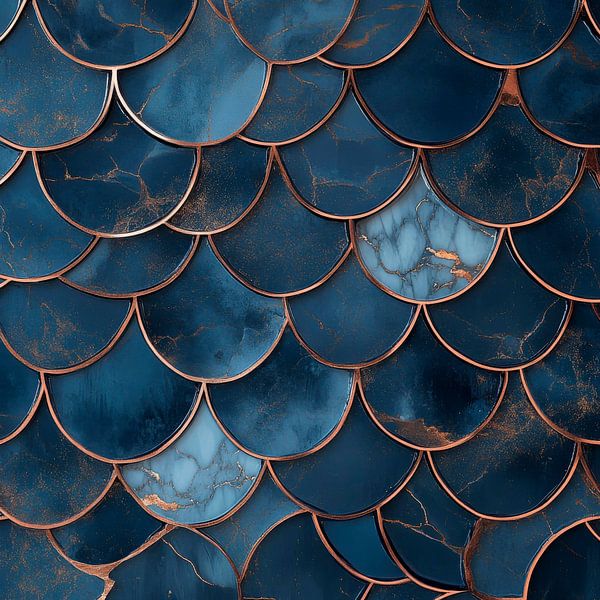 Élégante structure bleue en écailles par Poster Art Shop