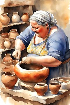 Sociable lady enjoys pottery by De gezellige Dames