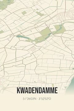 Vintage landkaart van Kwadendamme (Zeeland) van Rezona