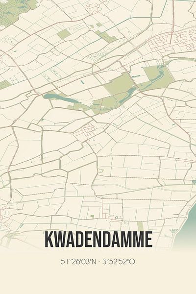 Vintage map of Kwadendamme (Zeeland) by Prints of Place