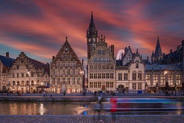 Sunset at the Korenlei in the Belgian city of Ghent by gaps photography