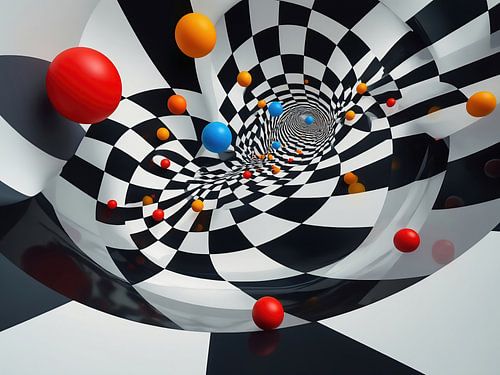 Abstracte kunst met 3d effect ballen