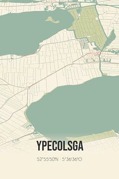 Vintage map of Ypecolsga (Fryslan) by Rezona