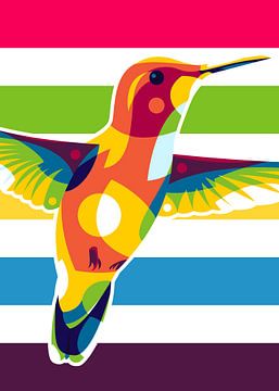 De vliegende kolibrie in pop-artstijl van Lintang Wicaksono
