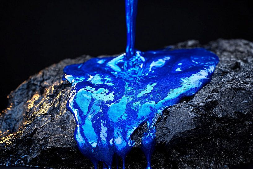 Peinture bleue sur pierre brute par Art & Soul Creations