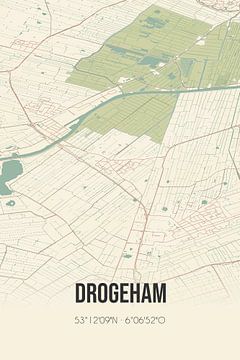 Vintage landkaart van Drogeham (Fryslan) van Rezona