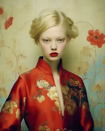 Contemporary portrait "Girl in red" by Carla Van Iersel
