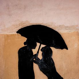 Together under one umbrella - Street art in Montmartre by Ingrid de Vos - Boom